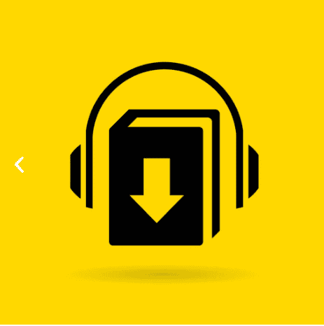 Alt text: Icon of a water-related app with headphones and download arrow for water conservation.